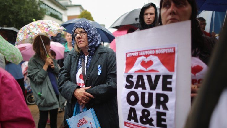 Campaigners outside Stafford Hospital on Wednesday