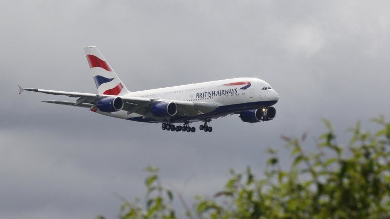 A British Airways liveried Airbus A380
