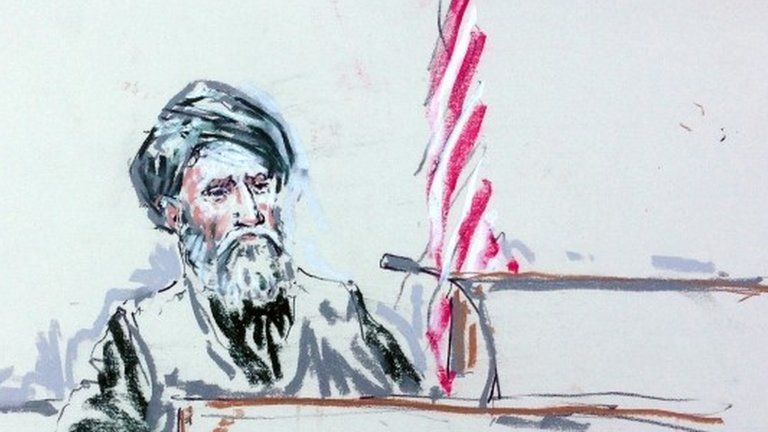In this sketch, Mohammad Haji Naeem testifies in court at Joint Base Lewis-McChord on 20 August 2013