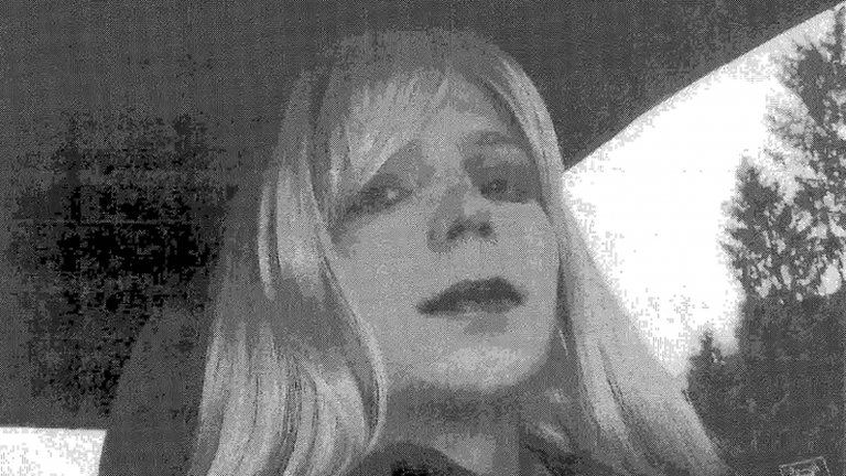 A photograph of Manning dressed as a woman (2010 file photo)
