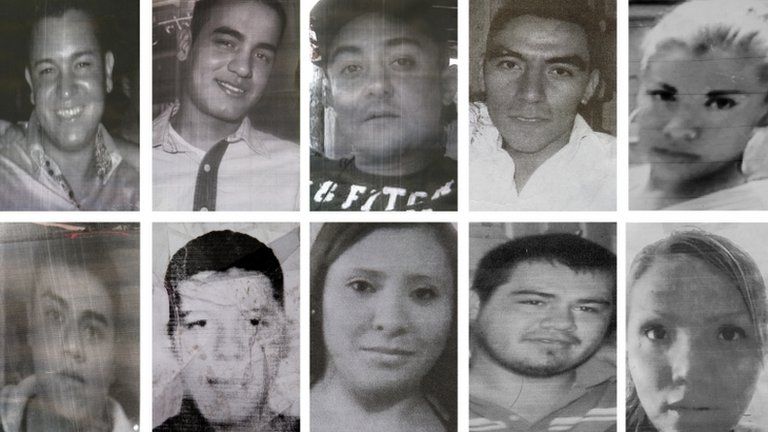 Photos of 10 of the 12 youths of went missing after visiting in a bar in Mexico City in May 2013