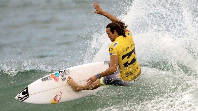 Surfer Jordy Smith competing in the ASP world tour Billabong Rio Pro 2013 finals