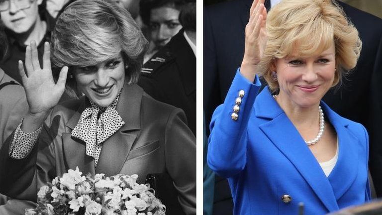 (l-r) Diana, Princess of Wales and Naomi Watts, in the role of Diana