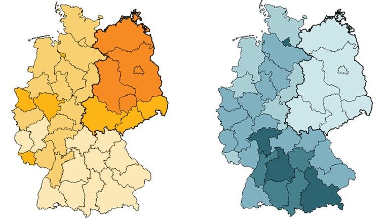 Map showing income disparities in Germany