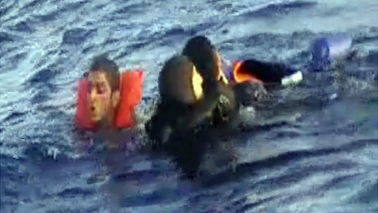 Italian Navy video grab of survivors being rescued. 12 Oct 2013