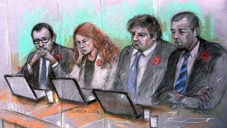 Andy Coulson, Rebekah Brooks, Charlie Brooks and Mark Hanna in court