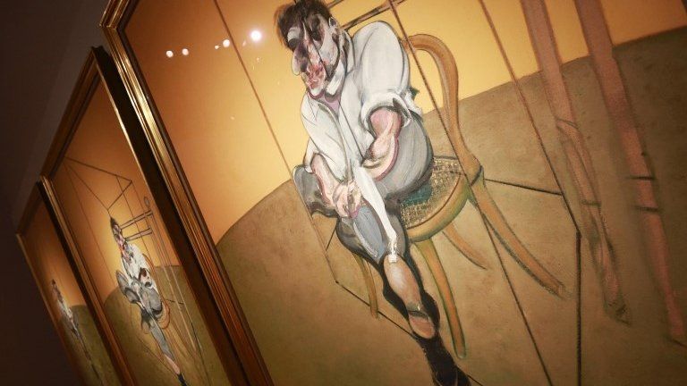 Artist Francis Bacon"s "Three Studies of Lucian Freud"