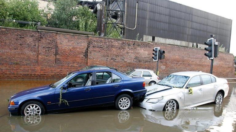 Cars in flood water