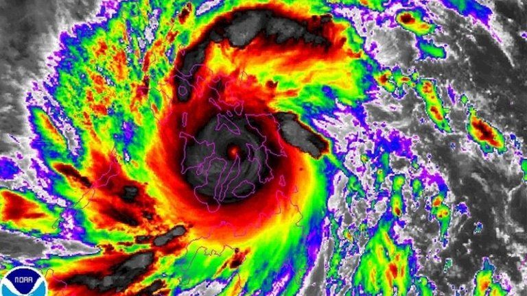 Typhoon Haiyan pictured in an NOAA satellite handout image, 8 November 2013