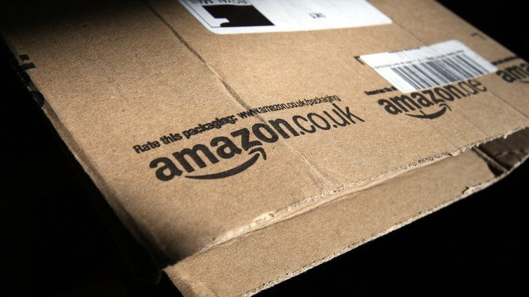 Amazon logo on a package