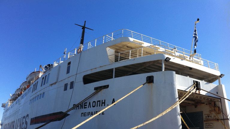 The Penelope, moored in Rafina, Greece