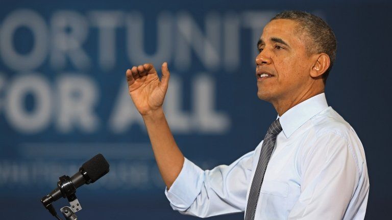 President Barack Obama spoke at a Costco in Lanham, Maryland, on 29 January 2014
