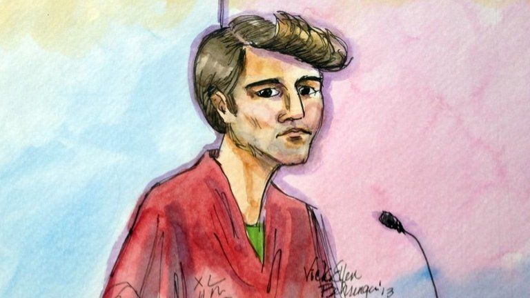 An artist rendering showing Ross William Ulbricht during an appearance at Federal Court in San Francisco is shown. 4 October 2013