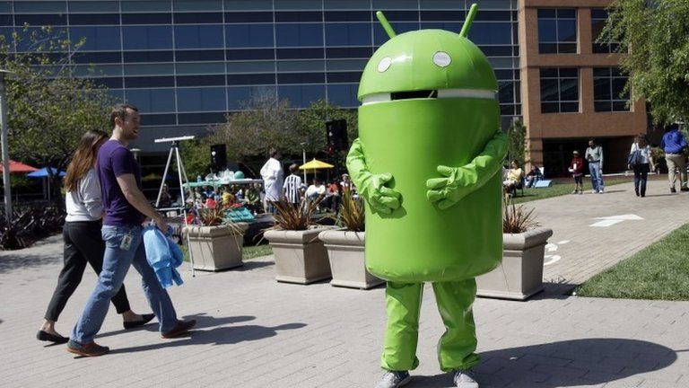 Man in Android costume