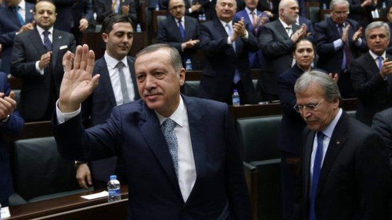 Turkish Prime Minister Recep Tayyip Erdogan arrives for party meeting in parliament(February 2014)