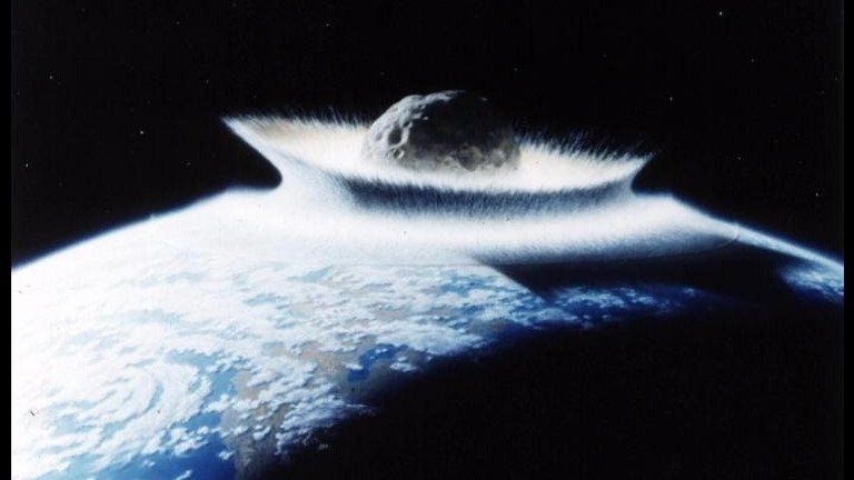 Artist impression of an asteroid hitting Earth