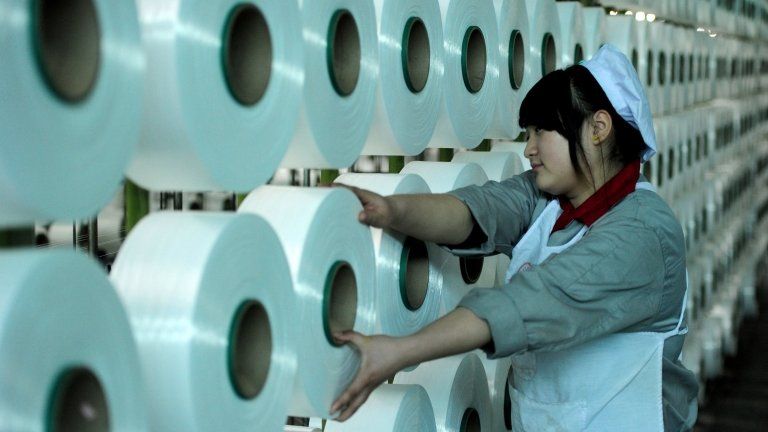 Woman in factory in China