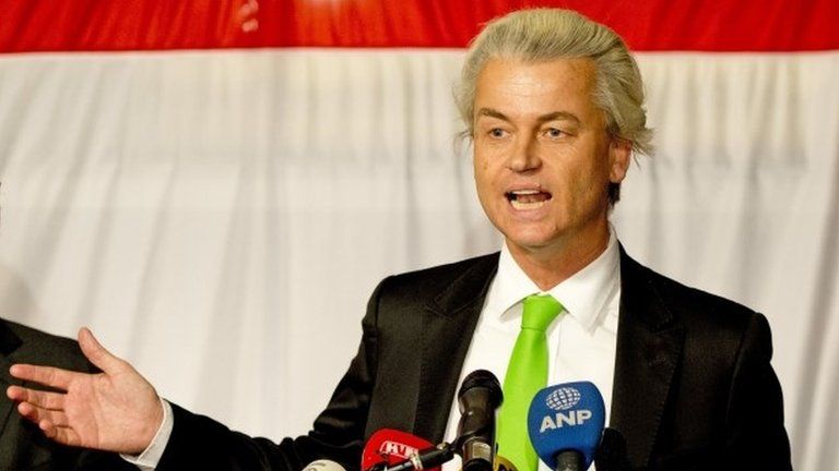 Geert Wilders of the Freedom Party (PVV) at a rally in The Hague (19 March 2014)