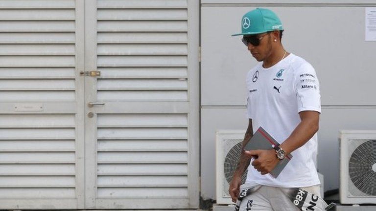 Lewis Hamilton at the Sepang circuit