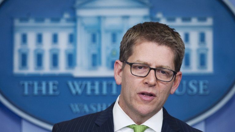 White House Press Secretary Jay Carney appeared in Washington DC on 14 March 2014