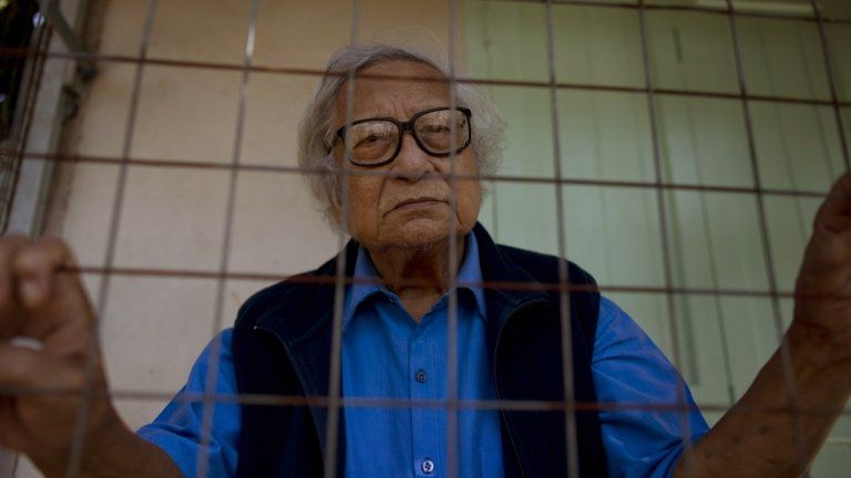 Win Tin, a former political prisoner and an opposition party stalwart, pictured on 24 October 2013