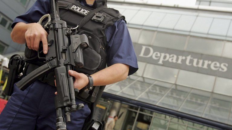 Armed police at Heathrow Airport