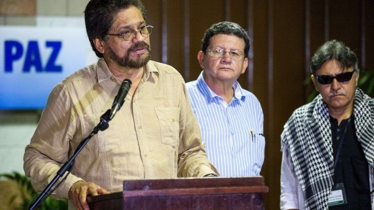 Ivan Marquez and Farc leaders in Cuba