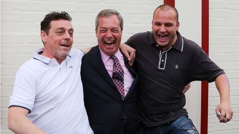 Nigel Farage celebrates in Basildon