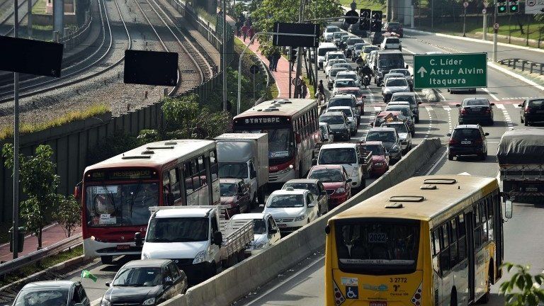 Traffic jam during Sao Paulo strike