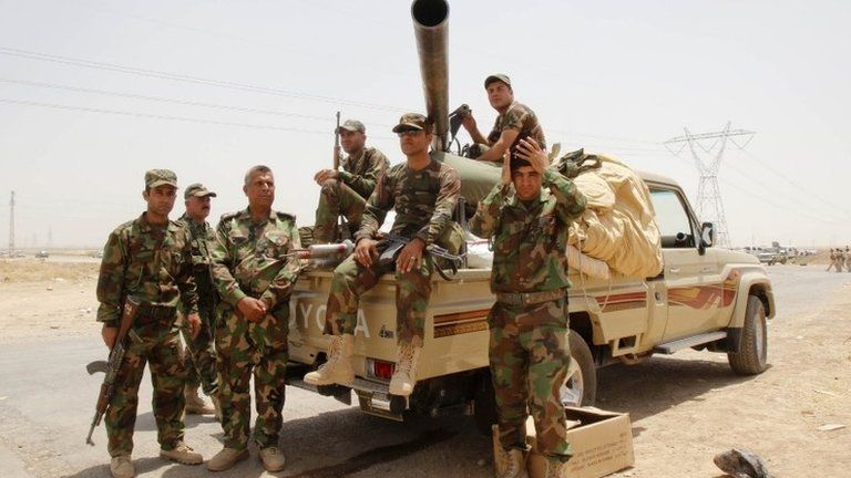 Kurdish fighters outside Kirkuk, 11 June