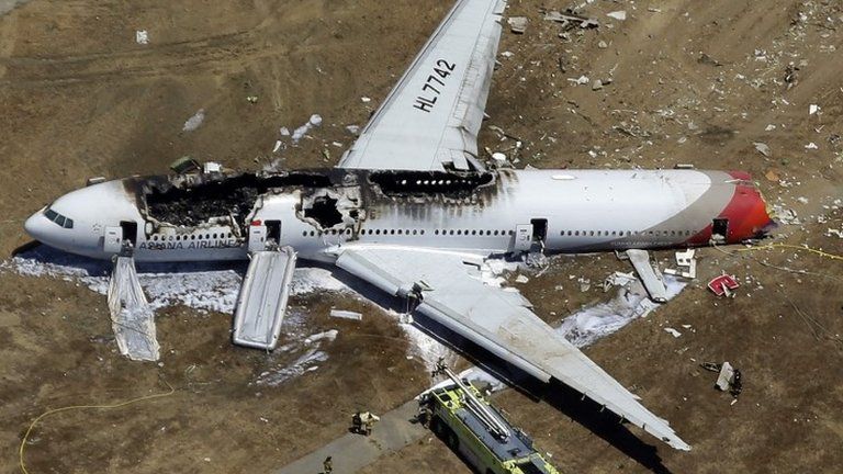 file photo, the wreckage of Asiana Flight 214 lies on the ground after it crashed at the San Francisco International Airport in San Francisco 6 July 2013