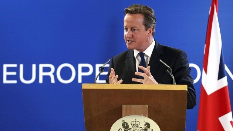 David Cameron at news conference in Brussels