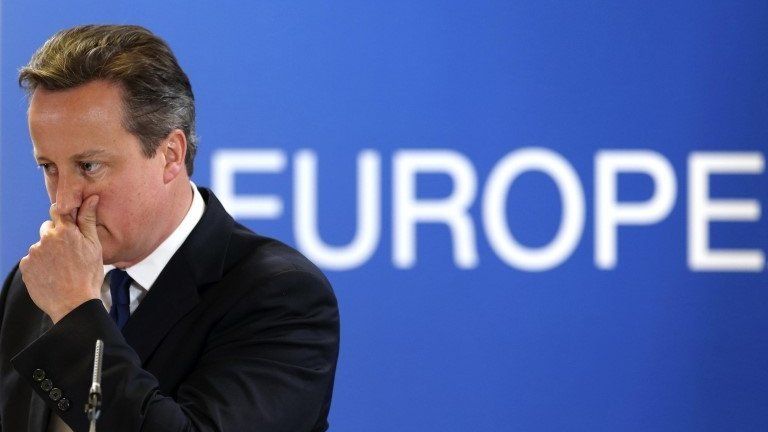 David Cameron at news conference in Brussels
