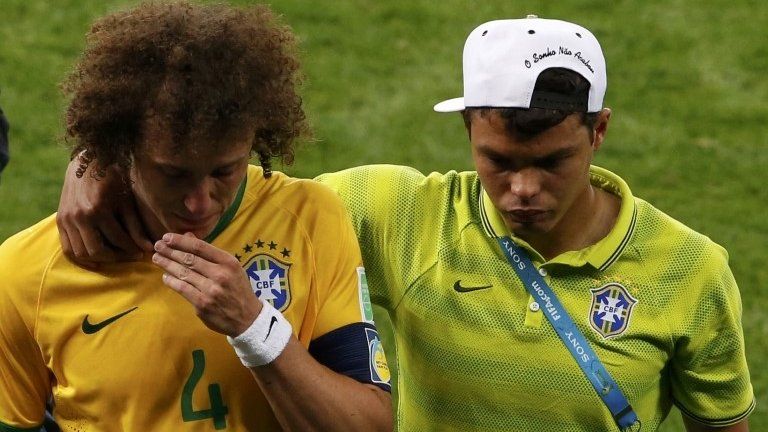 Crying David Luiz and Thiago Silva