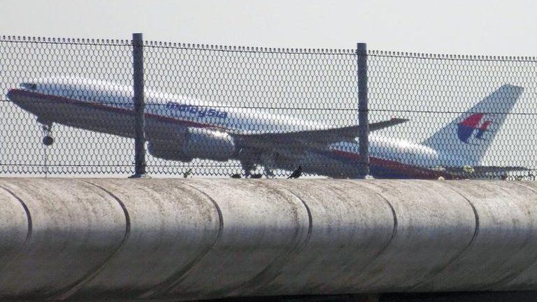 Flight MH17 takes off from Schiphol airport bound for Kuala Lumpur, 17 July