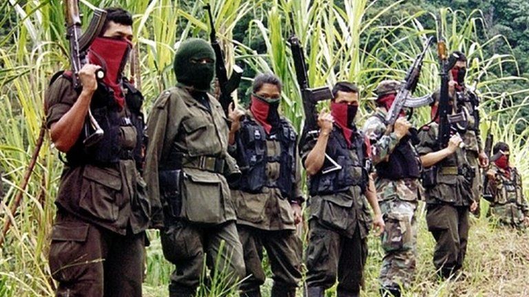 Members of the Colombian National Liberation Army(ELN) near the border town of Cucuta, Dec 1999