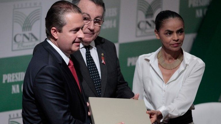 Eduardo Campos (left) and Marina Silva (right), 6 Aug 14