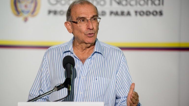 The head of the Colombian government delegation, Humberto de la Calle, at a news conference in Havana. 22/08/2014