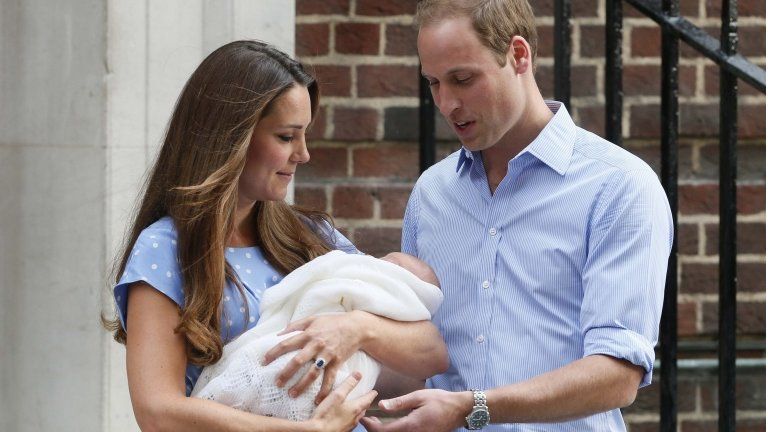 Prince William, the Duchess of Cambridge and their newborn son, Prince George