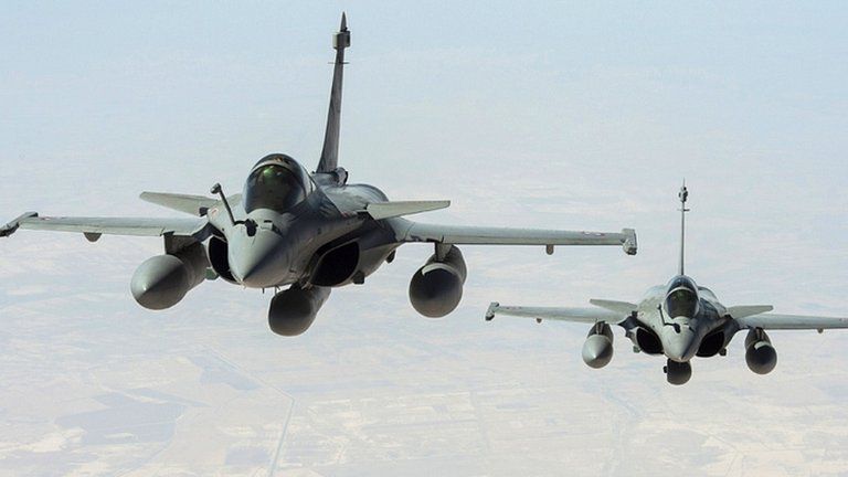 French Rafale jets on reconnaissance mission over Iraq. 15 Sept 2014