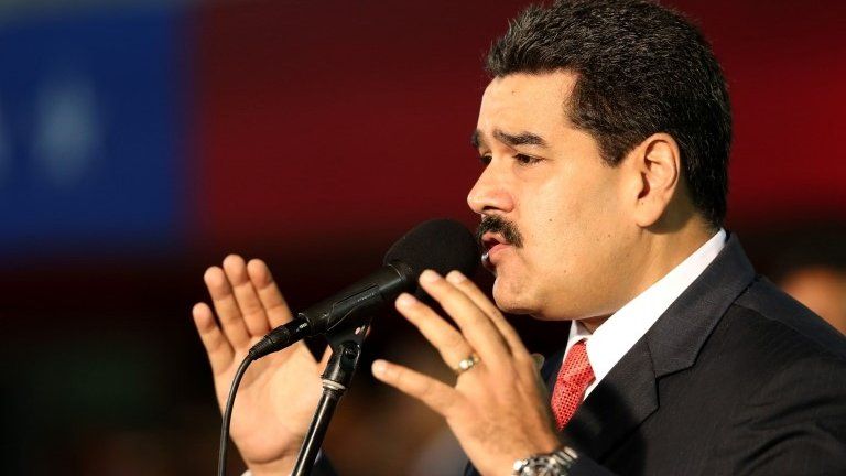 President Nicolas Maduro delivers a speech at the Fort Tiuna military base in Caracas on 27 October, 2014