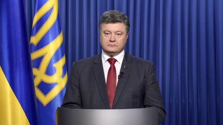 Ukrainian President Petro Poroshenko speaking on TV, 3 November