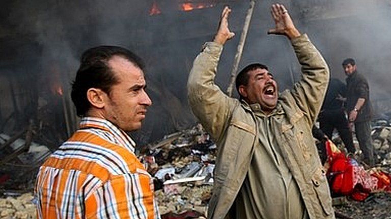 Aftermath of car bomb attack in Baghdad (file photo)