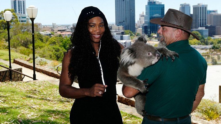 Serena Williams meets Sunshine the koala