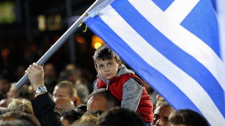 A child at a Syriza rally in Crete, 23 January