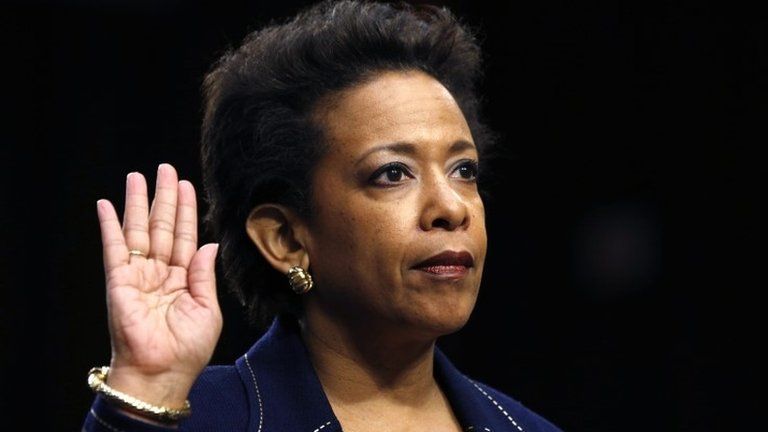Loretta Lynch is sworn in to testify before a Senate Judiciary Committee confirmation hearing on her nomination to be U.S. attorney general on Capitol Hill in Washington 28 January 2015