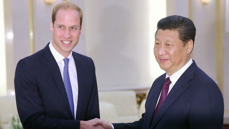 Prince William meets China's President Xi Jinping at the Great Hall of the People in Beijing on 2 March 2015