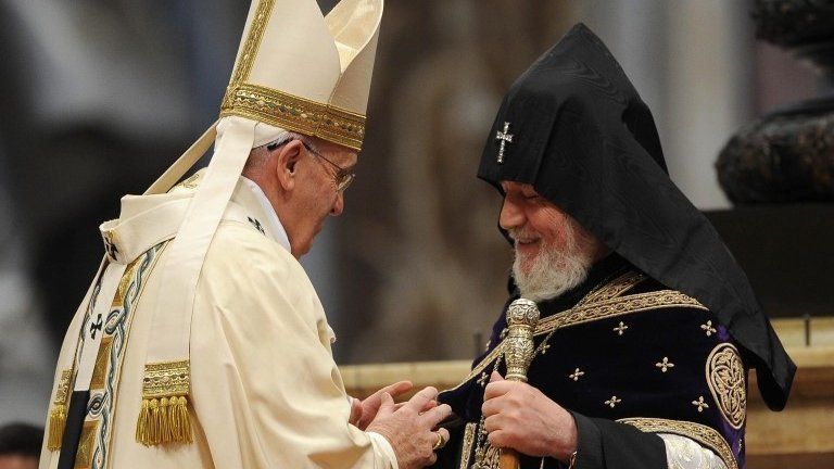 Pope Francis with Armenian Catholicos Karekin II - 12 April