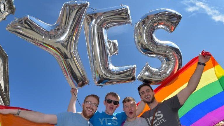 Supporters of same-sex mariage pictured in Dublin
