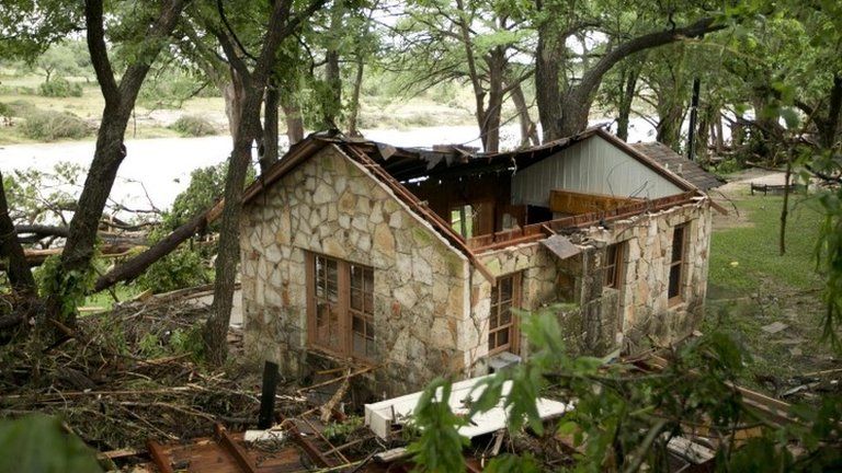 One of several hundred homes destroyed in Wimberley, Texas, 24 May